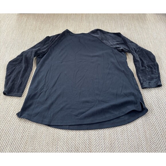 Women’s XL  Quacker Factory Long Sleeve Blouse Rhinestones Velvet Black - Picture 4 of 4